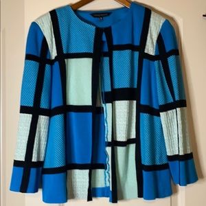 EUC Ming Wang blue colorblock cardigan medium
